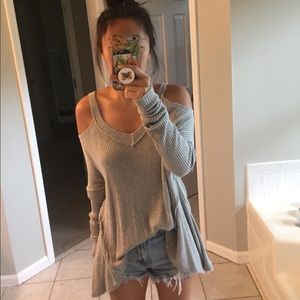 Super soft cold shoulder sweater